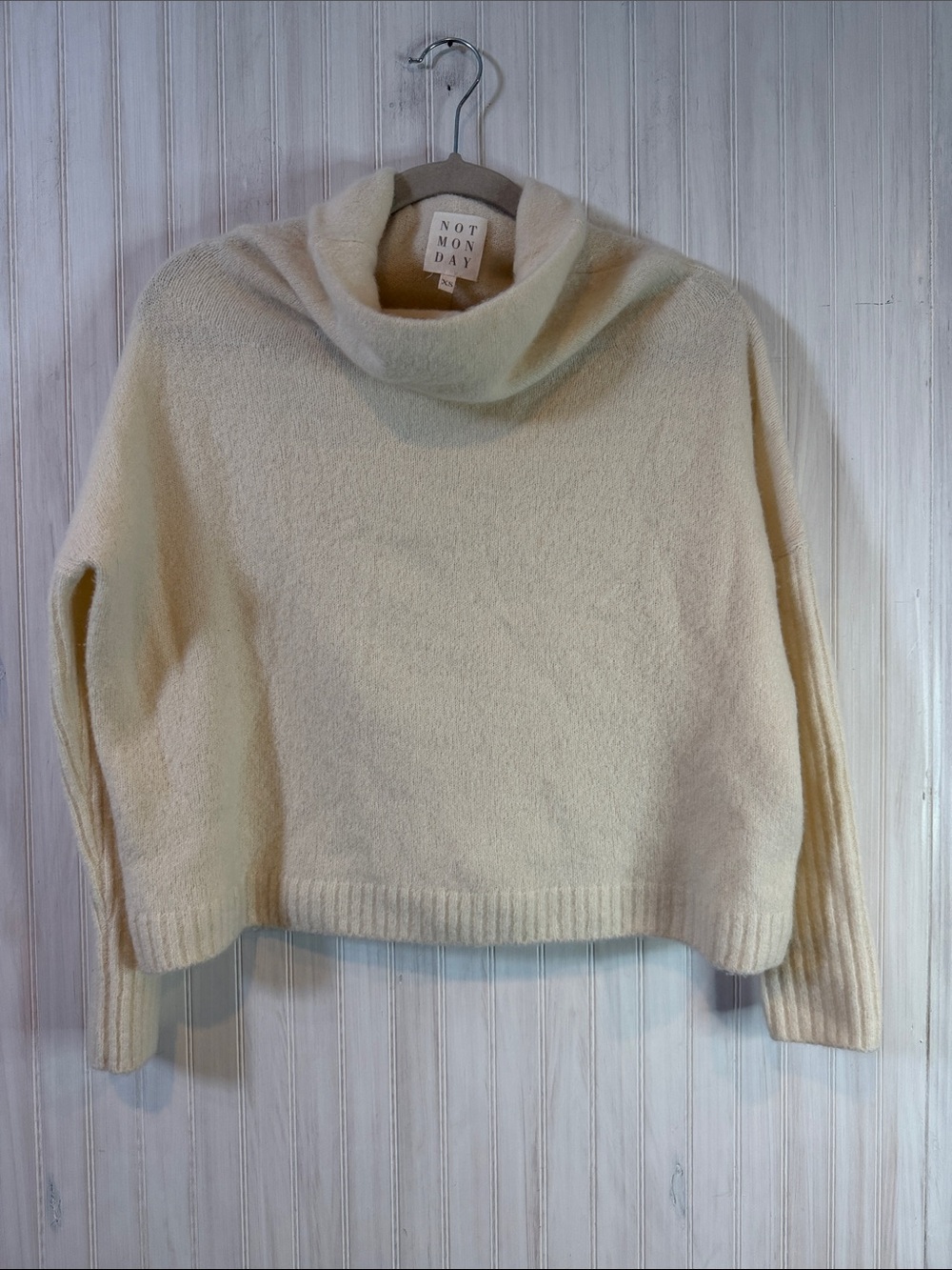 NOT MONDAY CASHMERE CROPPED COWL NECK SWEATER XS